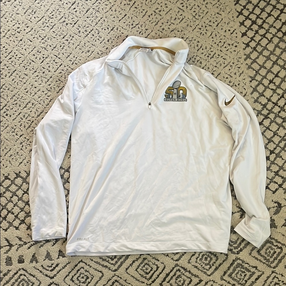 White Nike Quarter-Zip Pullover Super Bowl 50
